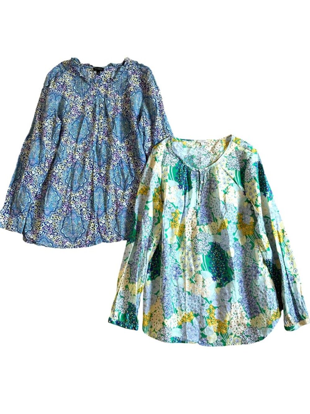 Talbots Bundle Womens Sz M Floral & Paisley Button-Front Blouses Long Sleeve